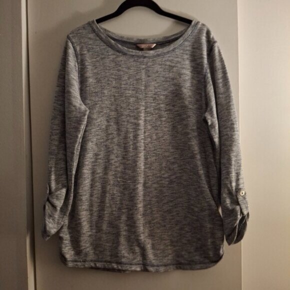 White Stag Women's Heathered Blue And White Knit Top - Picture 1 of 7